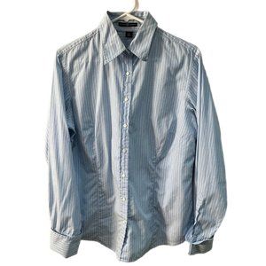 Gap Women’s Size 14 Striped Button Down Long Sleeve Shirt Blouse Blue White